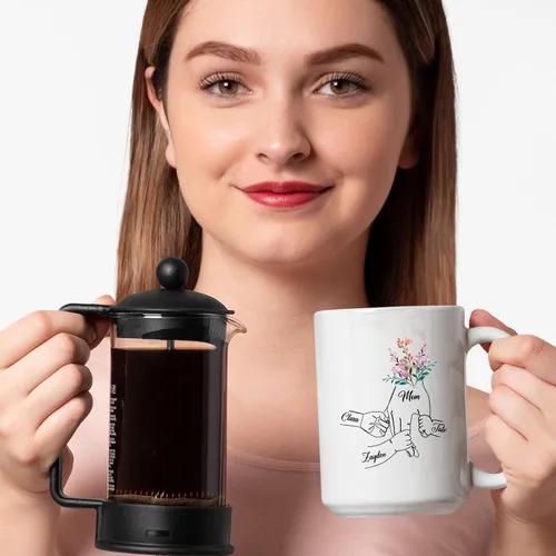 Miniatura 4 de Tazas de té personalizadas para mamá y 3 niños, tazas de café personalizadas para mamá, regalos para madre, taza madre personalizada con nombres