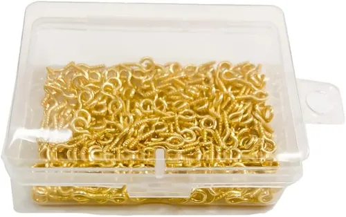 Miniatura 3 de 300 pines dorados de 0.23 x 0.31 pulgadas (0.256 x 0.512 in), ganchos de ojo, mini clavijas para hacer joyas, proyectos de artes y manualidades