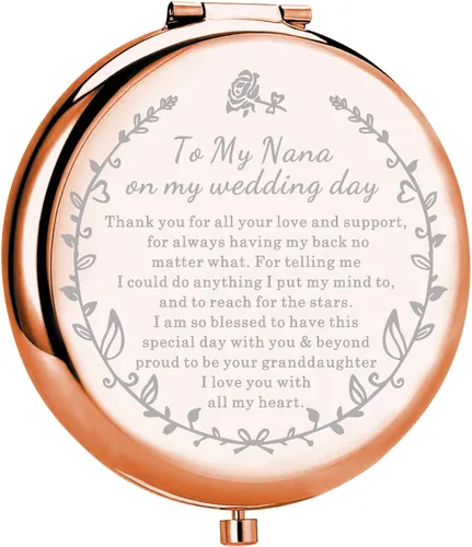 UJIMS Regalo para el día de la boda, espejo de maquillaje para la abuela de la novia, regalo para el día de la boda de la nieta (niñera en mi boda)