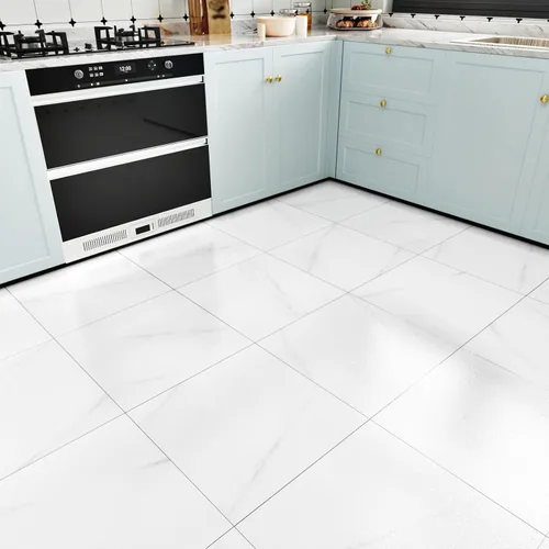 Miniatura 9 de WESTICK Azulejos de suelo de mármol blanco para despegar y pegar, azulejos de vinilo autoadhesivos para cocina, dormitorio, sótano, escaleras