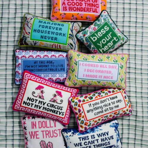 Miniatura 6 de FURBISH Needlepoint Almohada Decorativa Throw - Not My Circus Not My Monkeys, Pequeña Almohada de Acento Bordada para Cama, Silla, Sofá, Sillón, No
