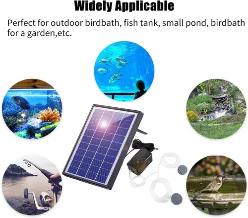 Miniatura 5 de Andoer Oxigenador de estanque alimentado por energía solar, bomba de oxígeno solar, bomba de aire de oxígeno para acuario, aireador de pesca