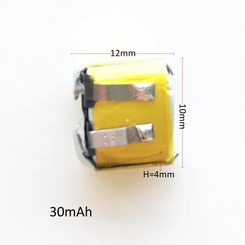 Miniatura 3 de 2PC pequeño 3.7 V 401012 30 mAh LiPo Li polímero batería recargable para auriculares inalámbricos