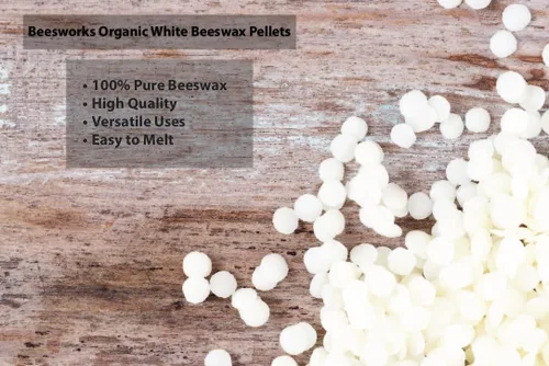 Miniatura 3 de Beesworks - Pellets de cera de abeja blanca orgánica (14 onzas) 100% pura, grado cosmético, cera de abeja con triple filtro para el cuidado