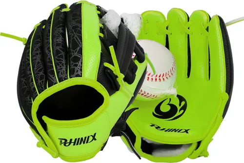 Miniatura 8 de PHINIX Guantes de béisbol para jugar y entrenar de 8.5 a 9 pulgadas Verde sin bola