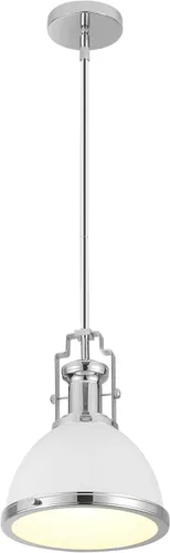 Miniatura 12 de JONATHAN Y JYL9536C - Lámpara colgante de cúpula industrial moderna de 13 pulgadas, lámpara colgante de granja en blanco y cromo, iluminación