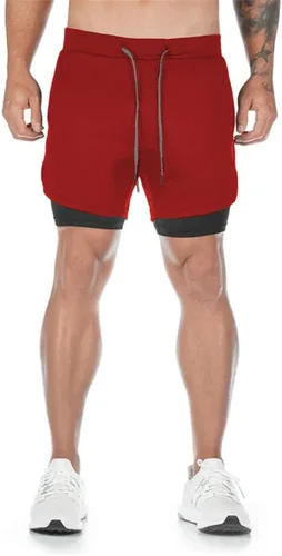 Miniatura 3 de Surenow - Pantalones cortos de correr para hombre, pantalones cortos 2 en 1 para entrenamiento, de 7 pulgadas, para yoga, deportes al aire libre