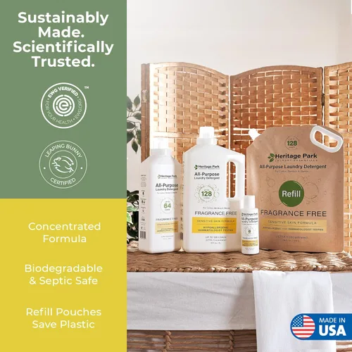 Miniatura 5 de Heritage Park - Detergente de lujo para ropa Detergente para ropa natural y enzimático probado por dermatólogos, a base de plantas, respetuoso