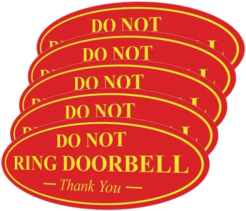 Miniatura 20 de All Quality Cartel de agradecimiento ovalado con texto en inglés «Do not Ring DOORBELL», color negro, pequeño, 1 paquete