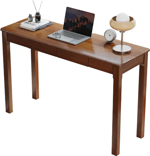 Miniatura 10 de Escritorio de madera maciza con cajones, escritorios estrechos simples de 24 x 16 pulgadas, mesa de estudio de madera de goma, escritorio pequeño