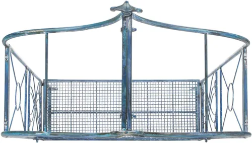 Miniatura 2 de SAFAVIEH Eloise - Cenador de jardín de hierro azul musgoso con banco, enrejado victoriano de arco de patio con asiento, acento decorativo
