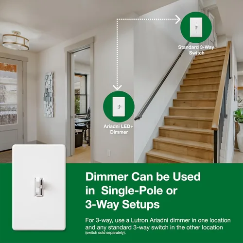 Miniatura 10 de Lutron Ariadni/Toggler LED+ Interruptor Regulador de Luz para LED Regulable, Halógeno e Incandescente Interruptor Dimmer, 150W, Unipolar/3-Vías