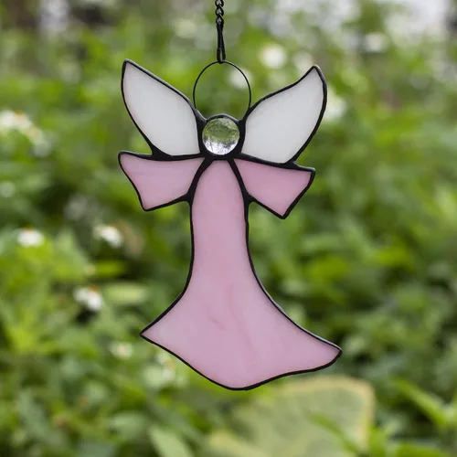 Miniatura 2 de Adorno de ángel para colgar en vitrales, decoración de vacaciones, regalos conmemorativos de condolencias, regalos de ángel para mujeres (azul) 5.5