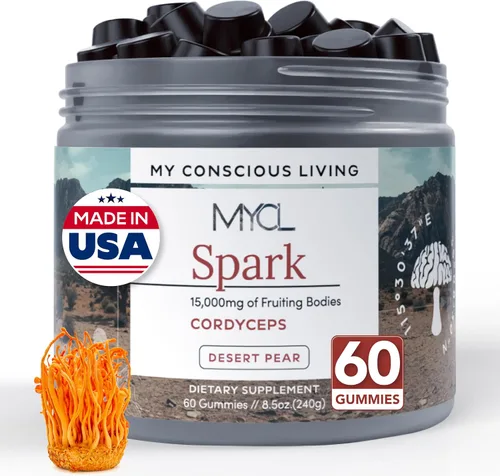 MYCL Spark Cordyceps - Gomitas de hongos para energía y resistencia - Cuerpos frutales Cordyceps de 500 mg - Gomitas de hongos para adultos y niños
