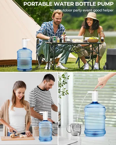 Miniatura 6 de Bomba de botella de agua, dispensador de agua eléctrico portátil para botellas de 5 galones, carga USB, interruptor automático, batería recargable
