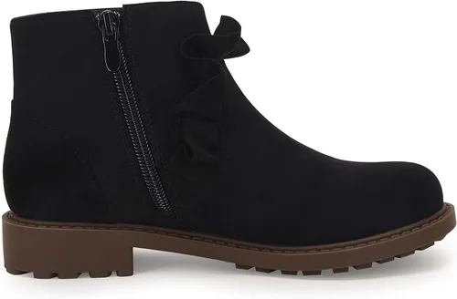 Miniatura 3 de Coutgo Botas de tobillo con volantes y cremallera lateral, tacón bajo grueso, sin cordones, botines Chelsea casuales