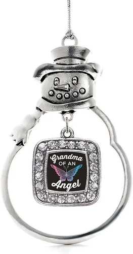 Miniatura 162 de Inspired Silver - Adorno de rodillo de reina - Adorno cuadrado de plata con muñeco de nieve con joyas de circonita cúbica