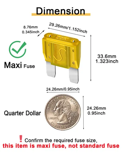 Miniatura 2 de 10 fusibles maxi de 20 amperios, fusible de hoja automotriz de 20 A 32 V para automóvil, automóvil, caravana, barco, camión