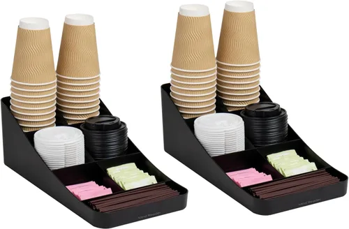 Miniatura 9 de Mind Reader Estación de tazas y condimentos, organizador de encimera, barra de café, cocina, agitadores, 7.25 pulgadas de largo x 15.5 pulgadas