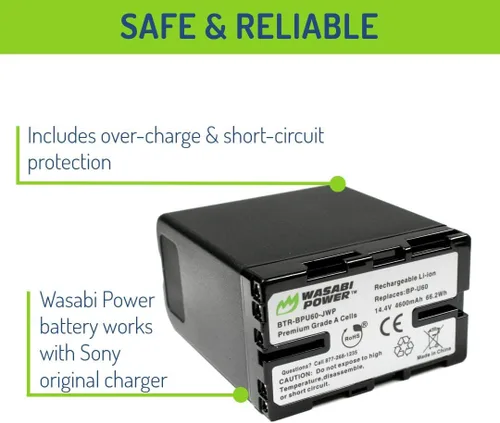 Miniatura 4 de Wasabi Power Batería para Sony BP-U60 y Sony PMW-100, PMW-150, PMW-160, PMW-200, PMW-300, PMW-EX1, PMW-EX1R, PMW-EX3, PMW-EX160, PMW-EX260