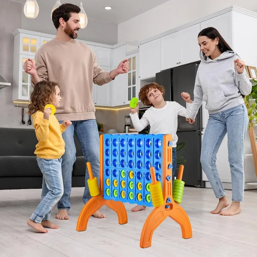 Miniatura 6 de Ayeboovi - Juego gigante de 4 en fila, juego de patio Jumbo de 4 a puntuación para niños y adultos, juego de conexión familiar para fiestas