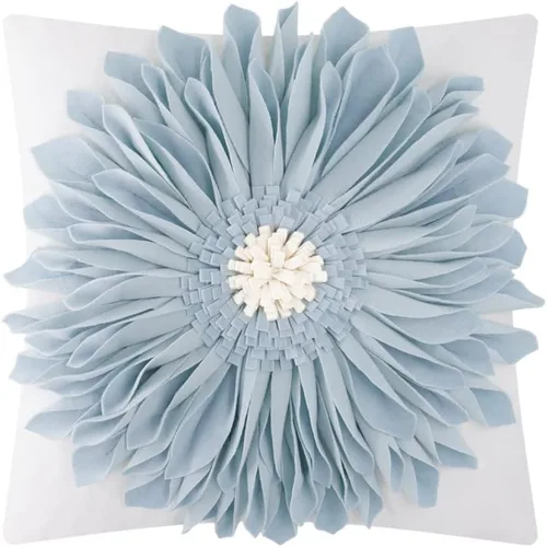 Miniatura 18 de OiseauVoler - Funda de cojín decorativa, hecha a mano, con girasol 3D, para sala de estar, hogar, cama, decoración de 18x18 pulgadas Azul-azul