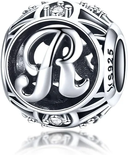 Plata de ley 925 con piedras cúbicas, opciones completas de regalo de la A Z, cuentas de letras del alfabeto para pulseras europeas Pandora