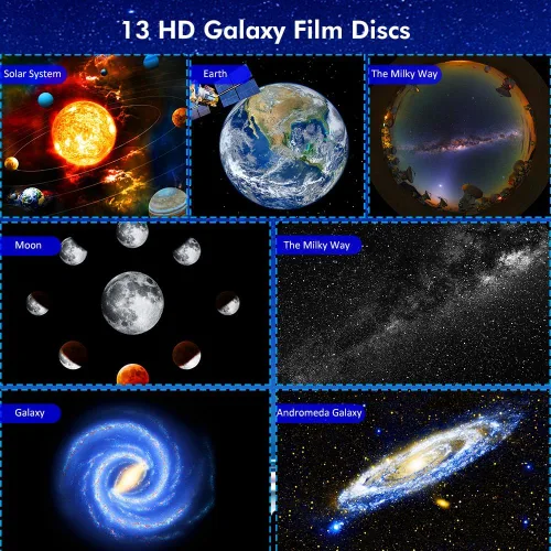 Miniatura 3 de Proyector de estrellas, proyector de planetario mejorado para dormitorio, proyector educativo de galaxia de audio con 13 discos Galaxy reemplazables