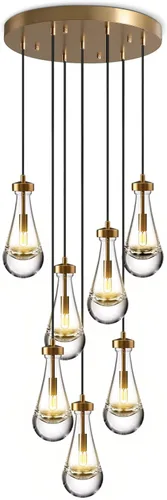 Miniatura 11 de Lámparas colgantes de latón, luces colgantes de cristal, isla de cocina, lámpara de gota de lluvia para comedor, dormitorio, baño, incluye bombilla