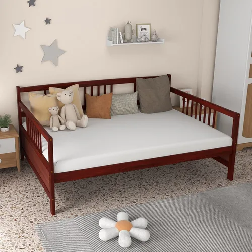Miniatura 12 de KOMFOTT Marco de sofá cama de madera tamaño individual, marco de cama de sofá con soporte de listones de madera, no necesita somier, marco de sofá