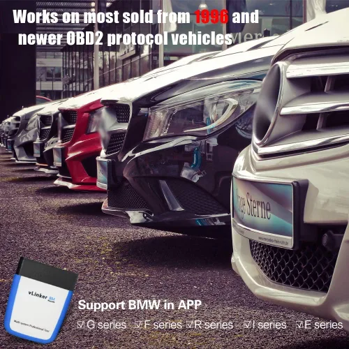 Miniatura 5 de Vgate vLinker BM OBD2 - Lector de código Bluetooth, herramienta de escaneo OBDII para Android y Windows, hecho para BimmerCode