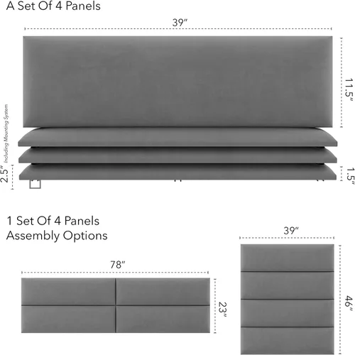 Miniatura 122 de Vant - Paneles tapizados para pared - Cabeceros montados en la pared tamaño King/Cal King - Cuero vintage blanco tórtola - Twin/King - Juego de 4