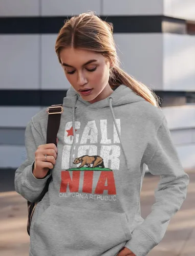 Miniatura 5 de Sudaderas con capucha de bandera retro de California Bear Republic para mujer