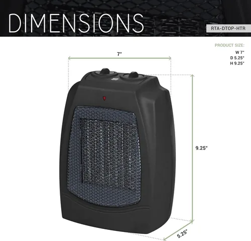 Miniatura 4 de Dual Comfort - Calentador de espacio portátil 2 en 1 y ventilador con elemento calefactor de cerámica, termostato ajustable, protección contra