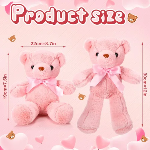 Miniatura 2 de Skylety 10 osos de peluche a granel de 12 pulgadas, osos de peluche suaves de regalo con lazo de cinta para cumpleaños, baby shower, boda