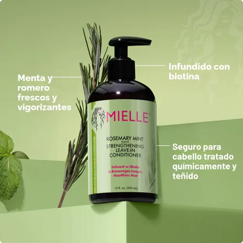 Miniatura 6 de Mielle Organics - Champú y acondicionador sin enjuague fortalecedor de romero y menta, infundido con biotina, limpia y ayuda a fortalecer el cabello