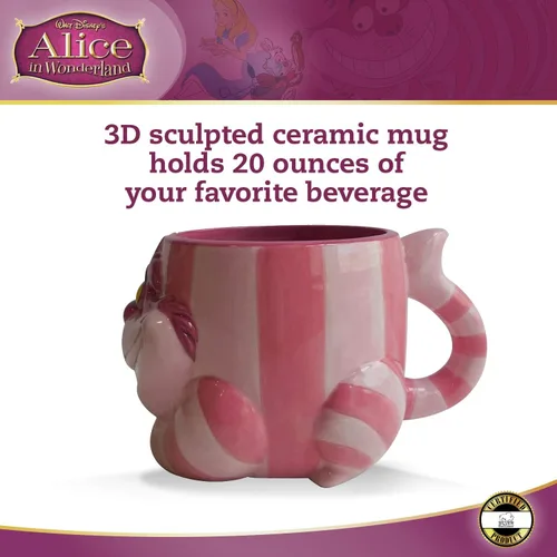 Miniatura 2 de Silver Buffalo - Taza de cerámica esculpida en 3D de 20 onzas, con diseño de Alicia en el país de las maravillas de Disney Cheshire Cat