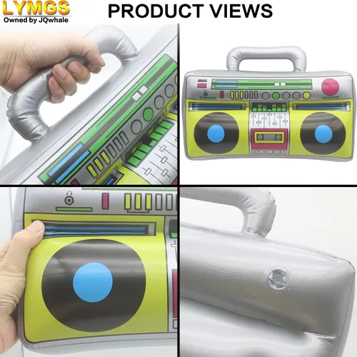 Miniatura 5 de Juguete inflable de 16 pulgadas para fiesta de radio Boombox, 16 pulgadas, grande, inflable, retro, 80s y 90, caja de bocina, decoración de globo