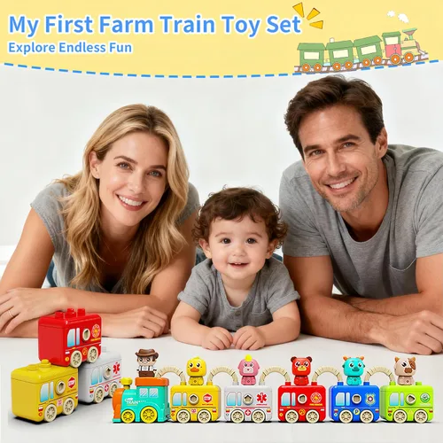 Miniatura 5 de Montessori - Juguetes de tren para niños de 2, 3 y 4 años, juego de tren de aprendizaje para niños pequeños con luces y sonidos, transporte de 6