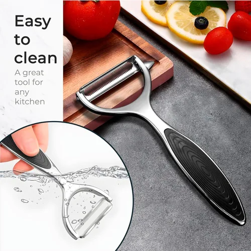 Miniatura 5 de Pelador en Y, peladores para cocina con una cuchilla afilada y removedor de ojos + agarre negro para apoyar mejor los peladores de verduras