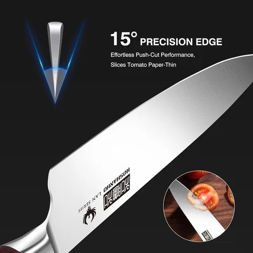 Miniatura 3 de HOSHANHO Juego de cuchillos de cocina de 3 piezas, cuchillos de chef ultra afilados, Santoku/Pelar, cuchillos profesionales de acero de alto carbono