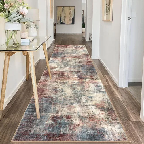 Miniatura 518 de IOHOUZE Alfombra abstracta lavable de 3 x 12 pies para pasillos, antideslizante para cocina, camino de entrada de lana sintética para interiores