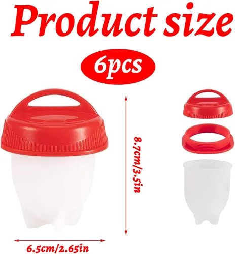 Miniatura 2 de 6 piezas de cocina de huevos, tazas de silicona para escalfar, huevos duros, huevos duros, huevos duros, huevos duros, huevos duros, huevos duros