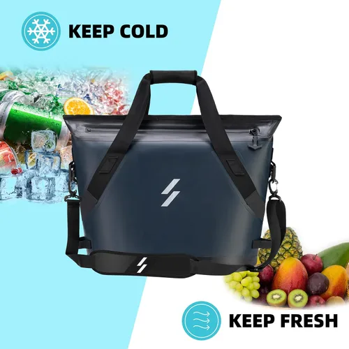 Miniatura 5 de ROCKBROS Bolsa térmica suave con aislamiento de mano, enfriador de lados suaves, 22L, a prueba de fugas, bolsa enfriadora para campamento