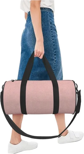 Miniatura 5 de Large Duffle Bag for Travel - Retro gold pink pinstripe print Gym Bag for Women Men, Travel Foldable Bags for Women Men with Zippered Multiple