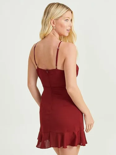 Miniatura 3 de ALTAR'D STATE Vestido de manga larga para mujer, con estampado floral, cuello cuadrado, casual, para verano y otoño, Pomegranate