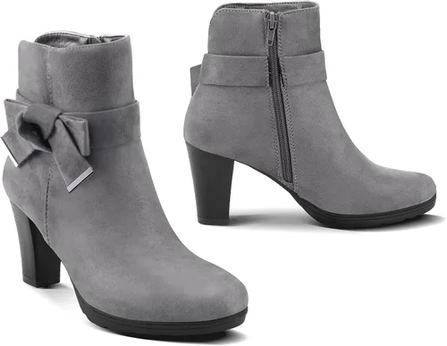 Miniatura 2 de mysoft Botines para mujer con tacón, tacón grueso apilado, cremallera al tobillo para mujer