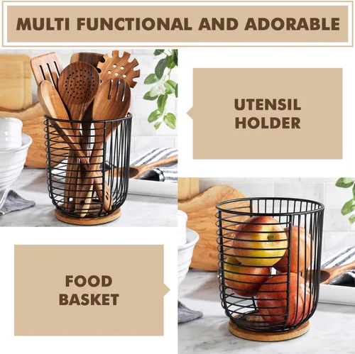 Miniatura 5 de Soporte para cápsulas de café MosJos - Soporte de taza K de alambre negro con base de madera - Diseño delgado de gran capacidad - Decoración moderna