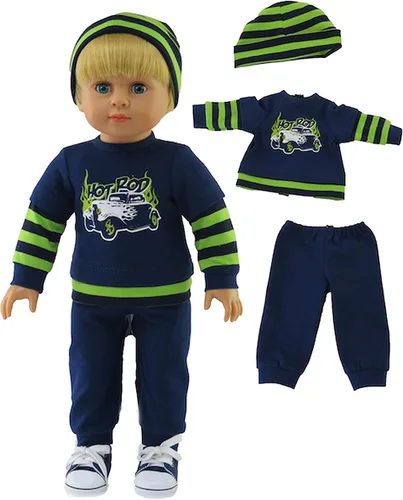 Miniatura 6 de American Fashion World Conjunto de chaleco y pantalones de 3 piezas para muñecas de 18 pulgadas para niños de 'Race to Your Dreams' Calidad