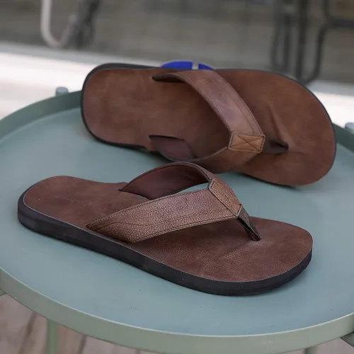 Miniatura 6 de AX BOXING Sandalias de cuero para hombre, sandalias casuales y cómodas